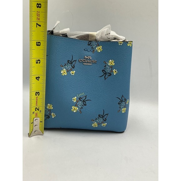 Coach Mini Town Bucket Bag Blue Multi Floral Bow Print Crossgrain Leather C7974 - Picture 13 of 15